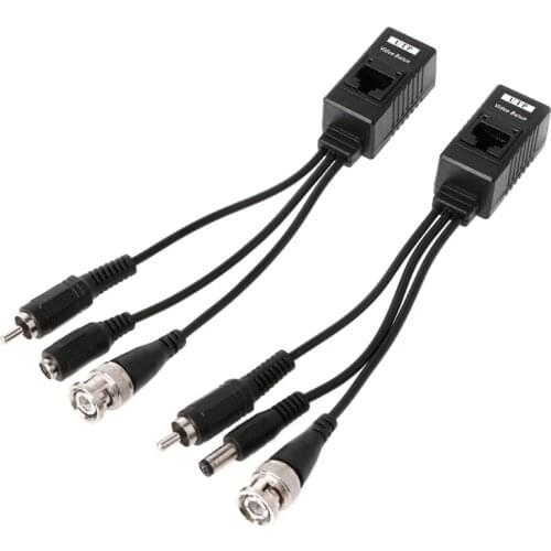 1 Pair BNC To RJ45 Passive Video Power + Audio Balun Transceiver For CCTV Camera M2EC