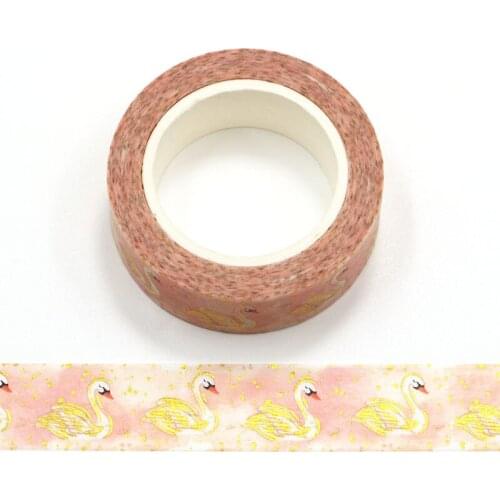 1PC 15MM*10M Foil Pink Swan Decorative Washi Tape Scrapbooking Masking Tape School Office Supply washi tape