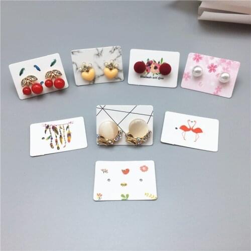 100PCS 3.5*2.5cm multi color Paper cute Stud earring HangTag card custom logo cost extra Jewelry Display packing Earrings Card