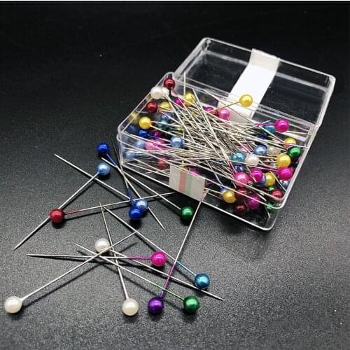 100Pcs Sewing Pins 32mm Pearl Ball Head Push Pins Straight Quilting Pins for Dressmaking Jewelry Decor DIY Sewing Tools