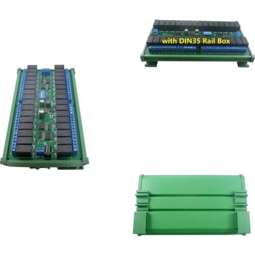 32Ch Modbus RTU RS485 Relay Switch Board UART Serial Port Module DIN Rail Box PLC Expanding Board, R421C32