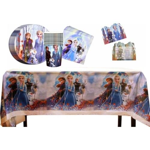 51pcs/Lot Princess Elsa Anna Birthday Baby Girls Party Frozen Paper Cups Plate Napkin Tablecloth 10 Persons Tableware Set