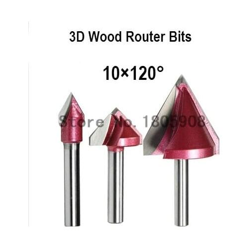 6mm * 10mm * 120 Degree carving wood cutter chamfering cutter bits V 3D tungsten steel cutter three-dimensional milling