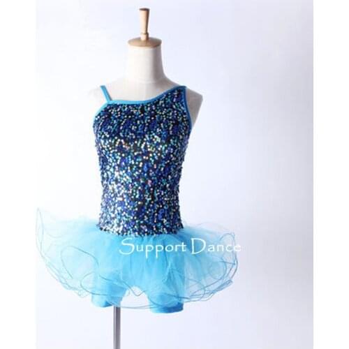 Support-Dance Sequin Ballet Tutu Dress Kids Adult Camisole Dance Costume C234