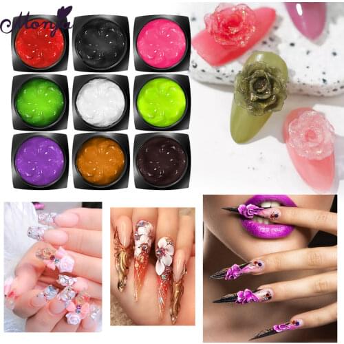 Monja 12 Colors Nail Art Gel DIY 3D Pattern Design Drawing Sculpture Flower Carving Painting Nail Gel Polish Manicure Tool