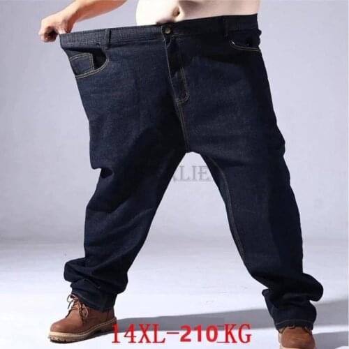 Men jeans 9XL 10XL 12XL plus size big Trousers autumn pants Elasticity Elastic waist 50 54 56 58 Stretch black loose jeans 150KG