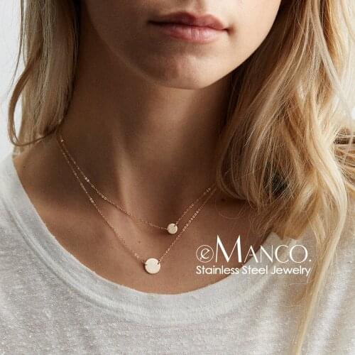 E-Manco Stainless Steel Necklace women Simple Multi Layer Necklace Fashion Necklaces for women Statement Jewellery