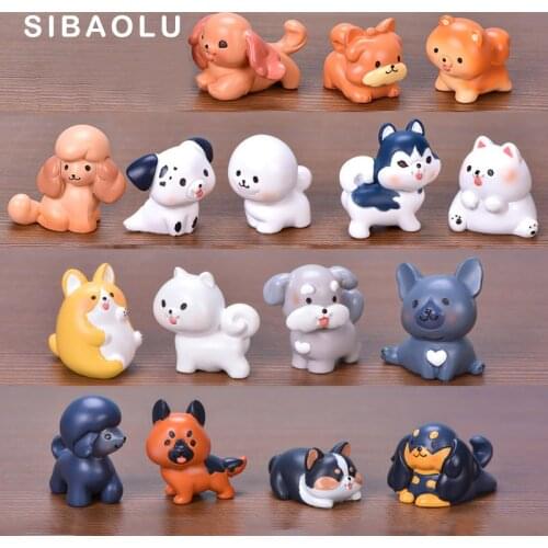1pc Corgi Dog Puppy Figurine Resin Cartoon Animal Model DIY Home Decor Miniature Fairy Garden Cake Decoration Accessories Modern