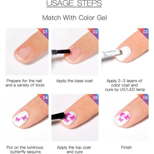 Fluorescent Luminous Nail Butterfly Sequin Glow in the Dark Nail Art Decorations Thin Nail Patch MH88