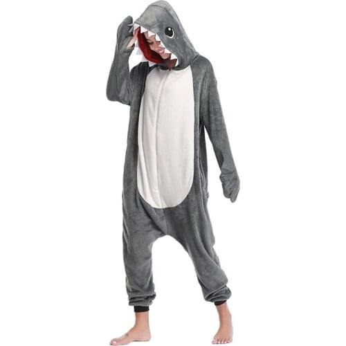 Gray Animal Kigurumis Funny Onesies For Men Women Zipper Pajamas Adult Sleepwear Winter Warm Outfit Flannel Homewear Sleep Suit