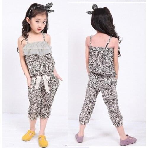 Summer Style Girls Clothes Leopard Tops+Leopard Grain Shorts 2Pcs Baby Girls Clothing Set Kids Clothes