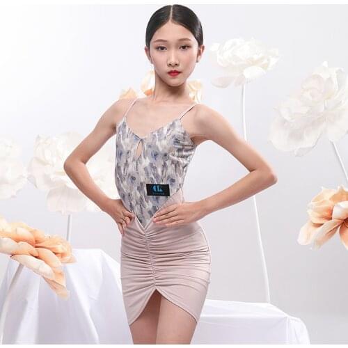 Summer Girls Latin Dance Dress Wrinkled Spaghetti Strap Dance Costumes Performance Dance Wear Kids Patchwork Dance Clothing 3501