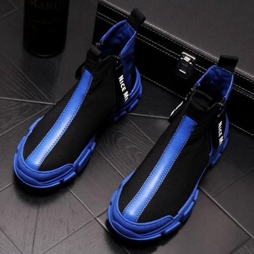 Mens breathable high-top plank shoes NEW fashionable mens ankle boots breathable with Zhongbang mens cowboy boots A6