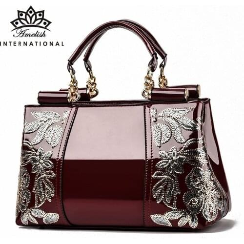 AMELISH New Luxury Patent Leather Women Bag Fashion Designer Casual Female Handbag Large Capacity Womens Shoulder Messenger Bag