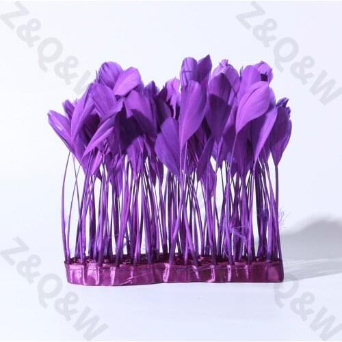 New 15-20CM (6-8 inches) torn head goose feather dyed purple cloth edge 2 meters DIY craft performance costume skirt decoration