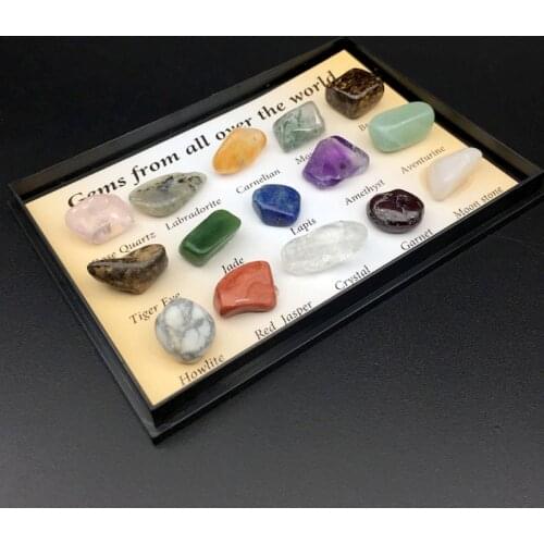 Octahedron Polished,Natural Stones ,Mineral Geology Education Collection Box - 15Pcs of Geology Gem Kit for Kids