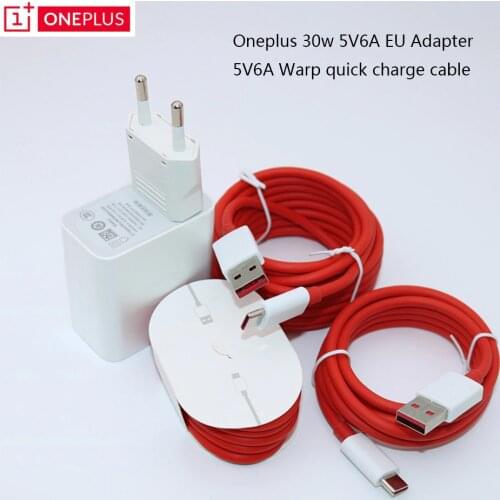 Original OnePlus Warp Charge 30 Power Adapter Warp 30W US Charger 5V6A MAX Type C/USB Cable Quick Charge 30W For OnePlus 7 Pro