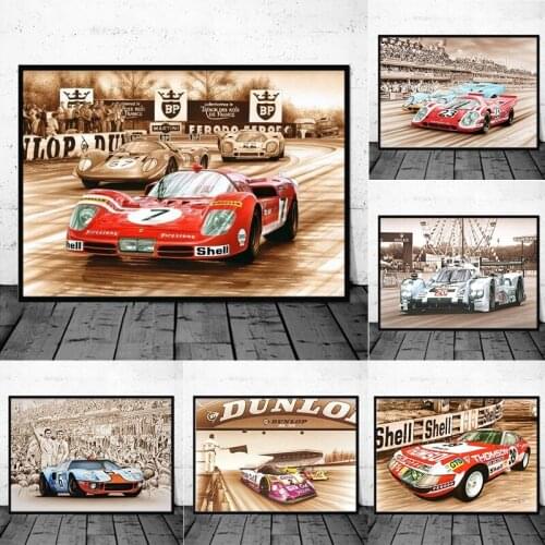Poster Le Mans 24 Hours Rally Championship Print Canvas Painting Nordic Wall Art Pictures for Living Room Home Decor Frameless