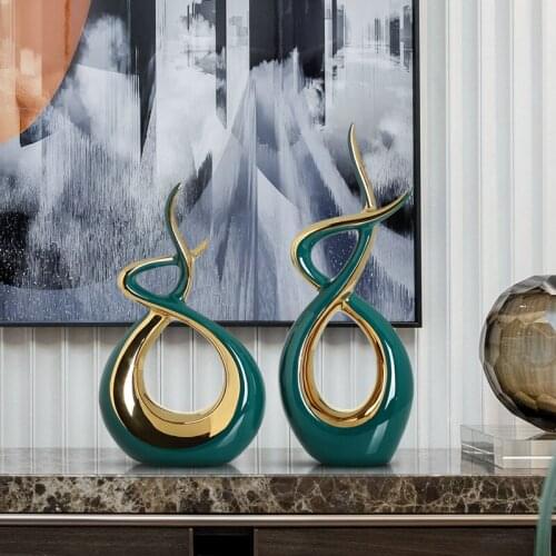 Prosperous Ceramic Fire Black Creative Abstract Porcelain Handicraft Living Room Wine Cabinet TV Home Furnishing Adornment