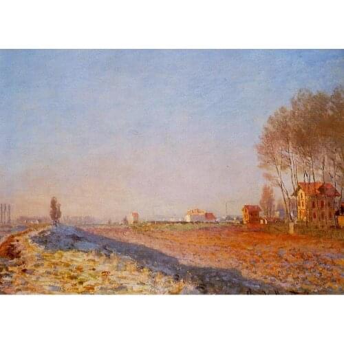 The Plain of Colombes, White Frost by Claude Monet Oil paintings reproduction Landscapes art hand-painted home decor