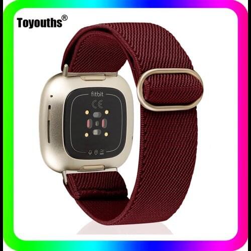 Toyouths Nylon Loop Elastic Watch Strap for Fitbit Sense Band Adjustment Woven Nylon Watch Strap for Fitbit Versa 3 Accessories
