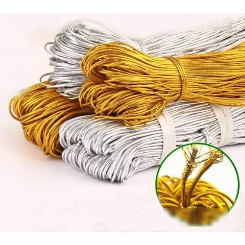 1roll Elastic Cord Round Rubber String Invitation Wire Tag Rope 1mm 1.5mm Garment Hair band Decor Gold Silver Color CLOXY