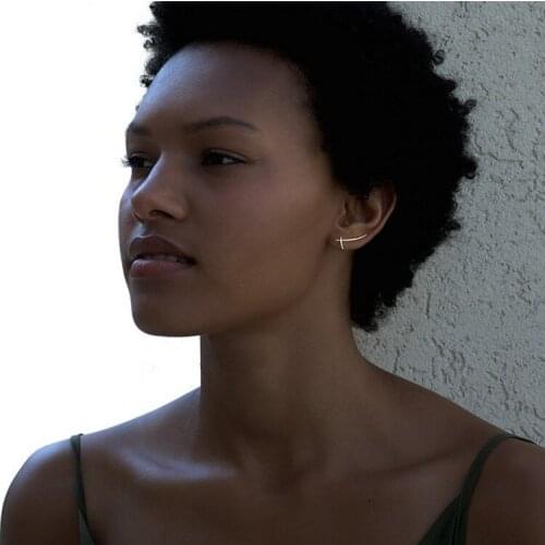 1pair 100% Authentic 925 Sterling silver White/Gold warrior Cross Line Piercing Cuff earrings jEWELRY Ear Handmade CE51