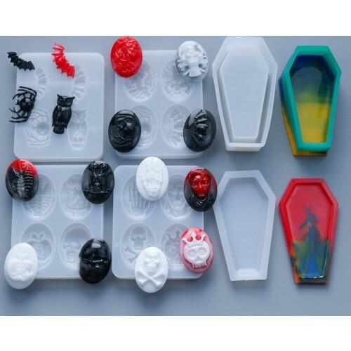 DIY Halloween Spider Skull Crystal Silicone Mold Transparent Storage Pendant Jewelry Mold For Uv Resin