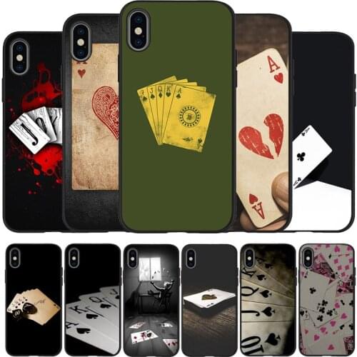 Poker black Silicone Phone Case For iPhone 12 XR XS Max 5 5S SE 2020 6 6S 7 8 PLUS X 11Pro Max 11 Cover