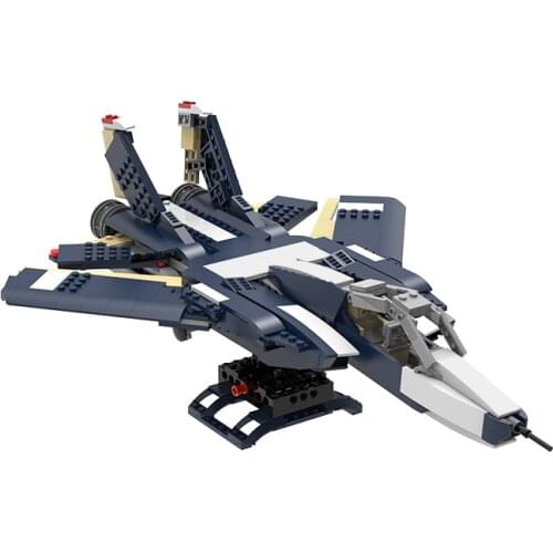 MOC F-14 Fighter Pilot Aviator Building Blocks Bricks City Transportation High-Tech Model Educational Toys For Kids Boys Gifts