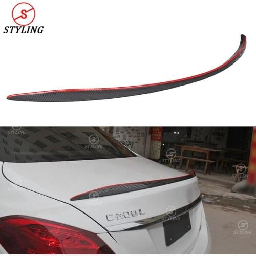 W205 Sedan Carbon Spoiler C63 Style For Mercedes-benz C200 C250 Rear spoiler wing With red line 2014 2015 2016 2017 2018 2019