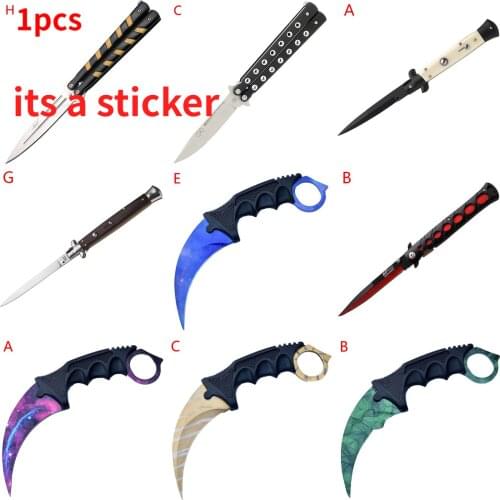 1pc Waterproof sticker For Car Or Home Decoration 3D Automatic Switchblade Knife Car Truck Decal Bumper Window Graffiti Stickers