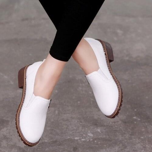 Comemore 2021 New Spring Autumn Fashion Women Flat Shoes Round Toe Oxford Single Shoes Woman Soft Leather Bullock Women Shoes