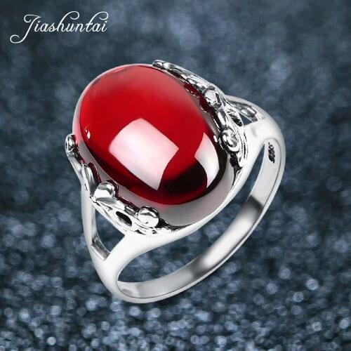 JIASHUNTAI Retro Silver Rings For Women Vintage Royal Opening Rings Adjustable 100% 925 Sterling Silver Jewelry Female