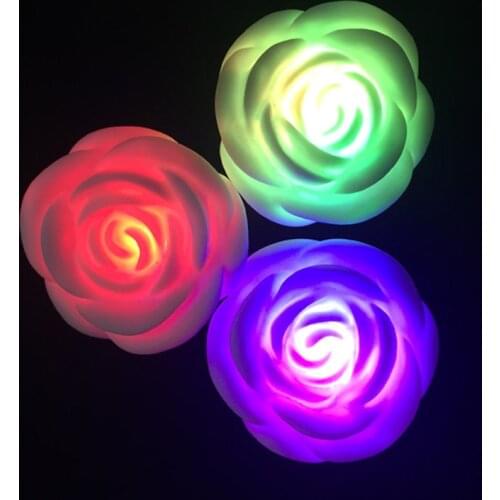 10pcs/lot Colorful rose led night light artificial flowers light craft wedding party plastic rose flower night light decoration