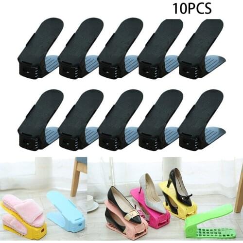 10pcs Durable Adjustable Shoe Organizer Footwear Support Slot Space Saving Cabinet Closet Stand Shoes Storage Rack Shoe Hanger