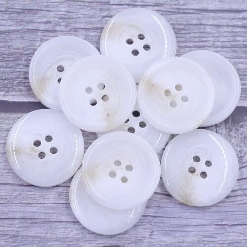 100PCS 25/28/30mm Round White Resin Plastic Sewing Buttons 4 Holes DIY Clothing Suit Coat Sweater Crafts Scrapbook Accessories