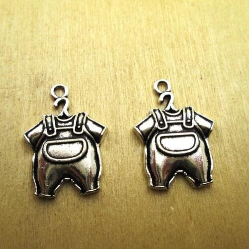 20pcs--22x16mm Baby clothes Baby Overall Pants Trousers charm pendants DIY necklace/ bracelets charms antique silver tone