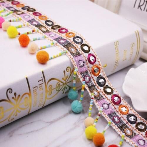 20 yards Artificial Colorfull Balls Lace Ribbon High Quality Costume Wedding Dress Belt Design Handmade DIY Sewing Supplies