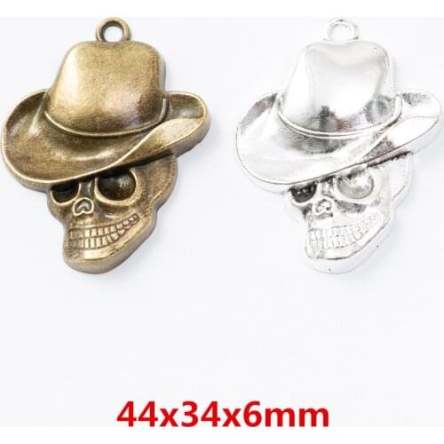 8 pieces of retro metal zinc alloy skull pendant for DIY handmade jewelry necklace making 6791