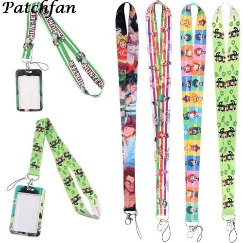 AD431 Patchfan Anime Lanyard Keychain keys Badge ID Mobile Phone Rope Kids Gifts Lanyard With Card Holder Cover