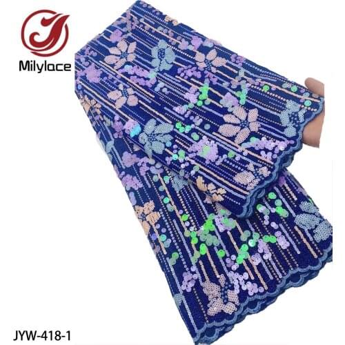 African Lace Fabric 2021 High Quality Double Organza Lace Material French Sequins Lace Fabric for Party Dress JYW-418