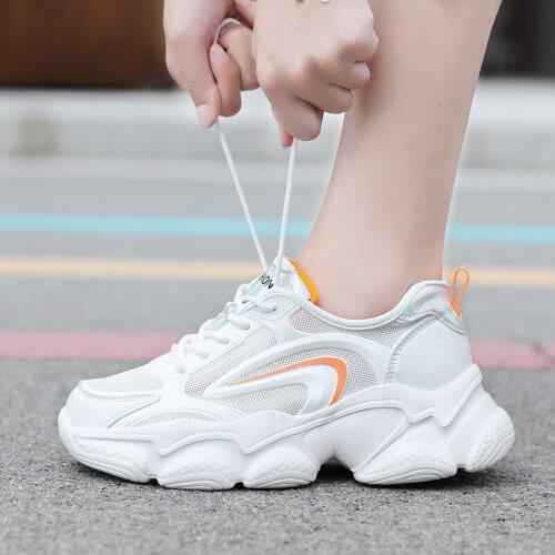 White Sneakers Woman Casual Shoes 2021 Fashion Mesh Thick Jelly Sole Sport Ladies Trainers Chunky Sneakers Women Basket Femme