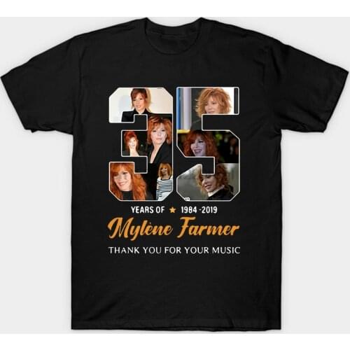 Freeship 35 Years Of Mylene Farmer 1984 Thank You Shirt Hip Hop 100% Cotton Streetwear Tee Shirt Homme Tops tees s-3L