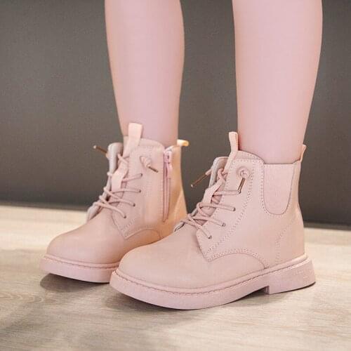 Girls' Martin Boots Spring and Autumn New Leather Boots Childrens Shoes British Style Short Boots Princess Single Boots