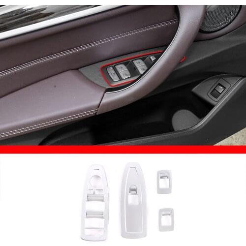 For BMW X1 F48 2021 ABS Carbon Fiber Style Car Door Window Lift Switch Button Trim 4 Pieces Accessories
