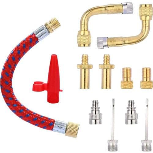 NEW 12pcs Copper Bicycle Valve Adapter Set Bike Tire Pump Adapter Kit Inflator Pump Accessory
