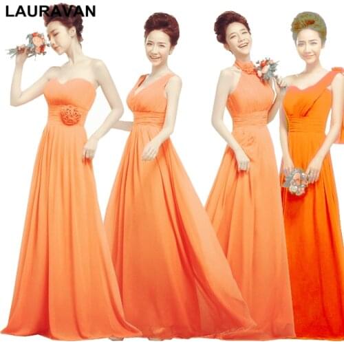 Formal plus size women orange bridesmaids and bride robe bridesmaid dresses for adults long in orange 2020 for weddings