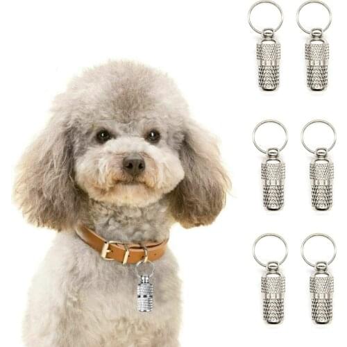 Anti-Lost Personalized Pet ID Tags Name Address Cell Phone Number Tags Stainless Steel Dog Cat Tags Pet ID Tag Barrel Tube