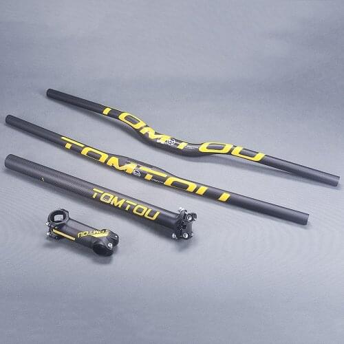 TOMTOU Mountain Cycling Handlebar Set 3K Carbon MTB Bicycle Handlebar Seatpost Stem 1 Lot Sets Bike Parts Matte Yellow - TY4T17